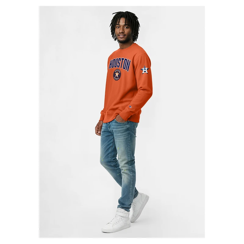 Sweat-shirt Champion orange Houston Astros en chenille à tissage inversé pour homme