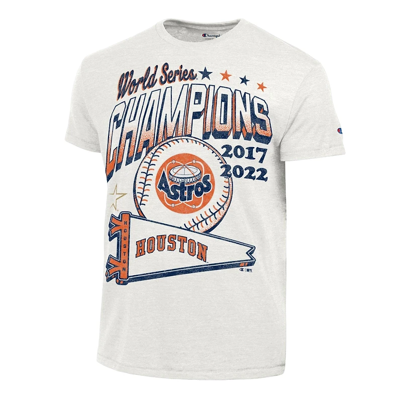 Men's Champion  White Houston Astros Winning Tradition Cooperstown Tri-Blend T-Shirt