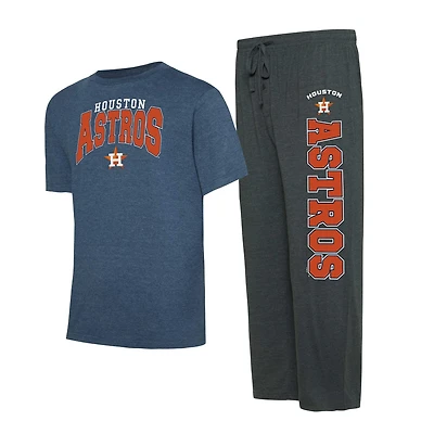 Ensemble de nuit pour hommes Concepts Sport Charcoal/Navy Houston Astros Meter T-shirt et pantalon