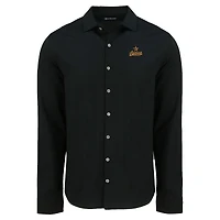 Men's Cutter & Buck Black Houston Astros Knitted Advantage Tri-Blend Eco Soft Pique Long Sleeve Button-Up Shirt