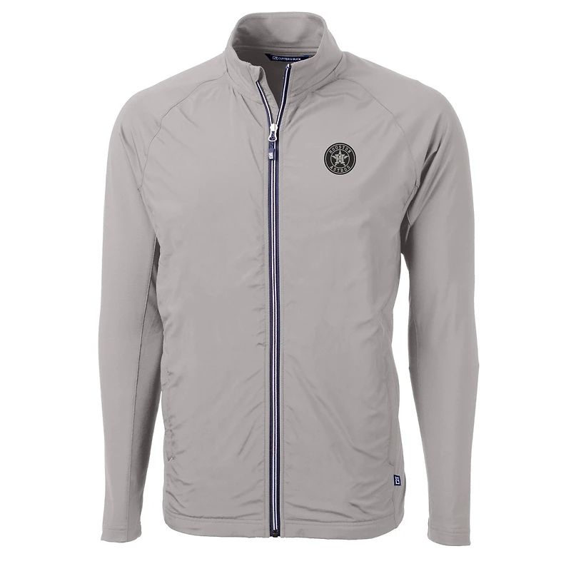 Men's Cutter & Buck Gray Houston Astros Big Tall Adapt Eco Knit Hybrid Recycled Raglan Full-Zip Jacket