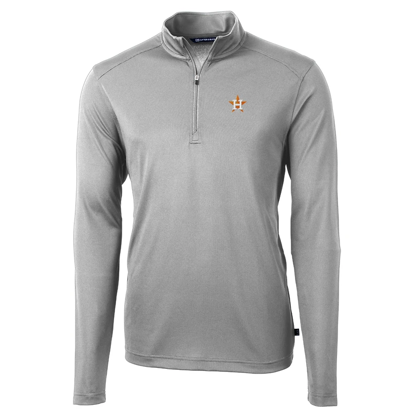 Men's Cutter & Buck  Gray Houston Astros Virtue Eco Pique Recycled Quarter-Zip Pullover Top