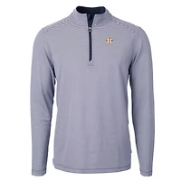 Pull-over zippé recyclé à micro-rayures et col rond pour homme, bleu marine/blanc, Cutter & Buck, Astros de Houston, Virtue Eco Pique, taille grande