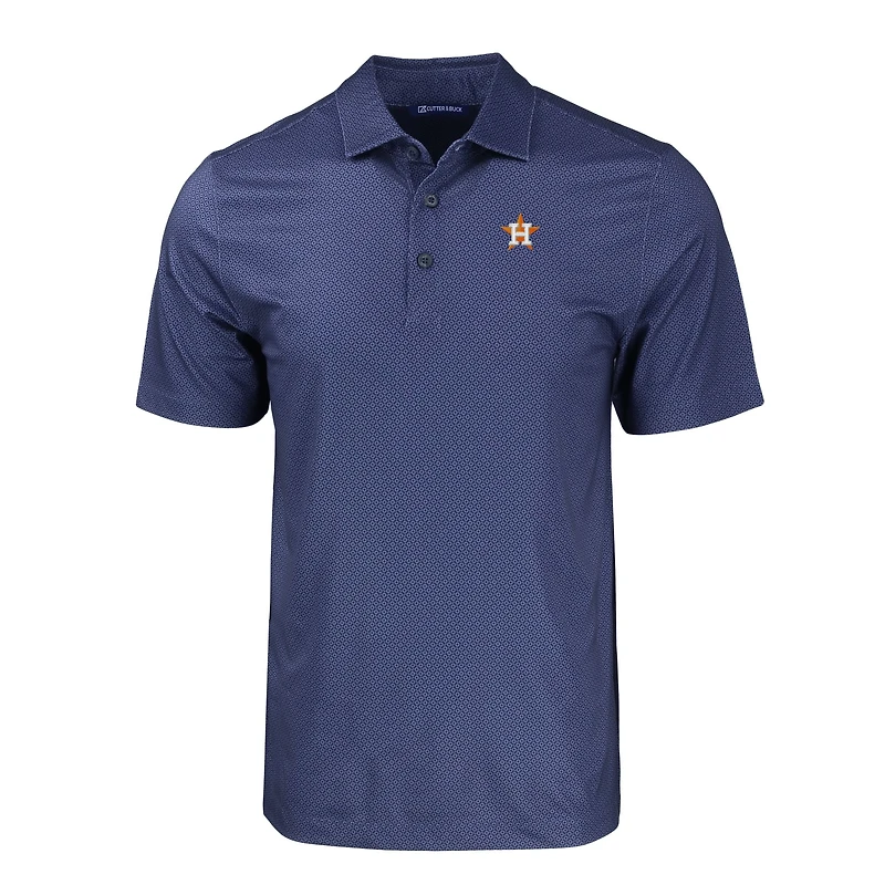 Polo extensible recyclé à imprimé géométrique ton sur pour homme, bleu marine, Cutter & Buck, Houston Astros, taille grande et