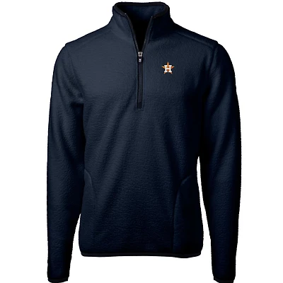 Men's Cutter & Buck Navy Houston Astros Cascade Eco Sherpa Fleece Quarter-Zip Pullover Jacket