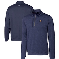 Men's Cutter & Buck  Navy Houston Astros Stealth Heathered Quarter-Zip Pullover Top