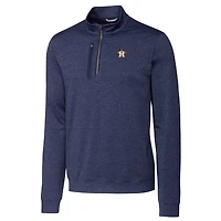Men's Cutter & Buck  Navy Houston Astros Stealth Heathered Quarter-Zip Pullover Top