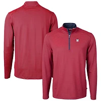 Men's Cutter & Buck  Red Houston Astros Americana Logo Virtue Eco Pique Stripe Recycled Quarter-Zip Pullover Top