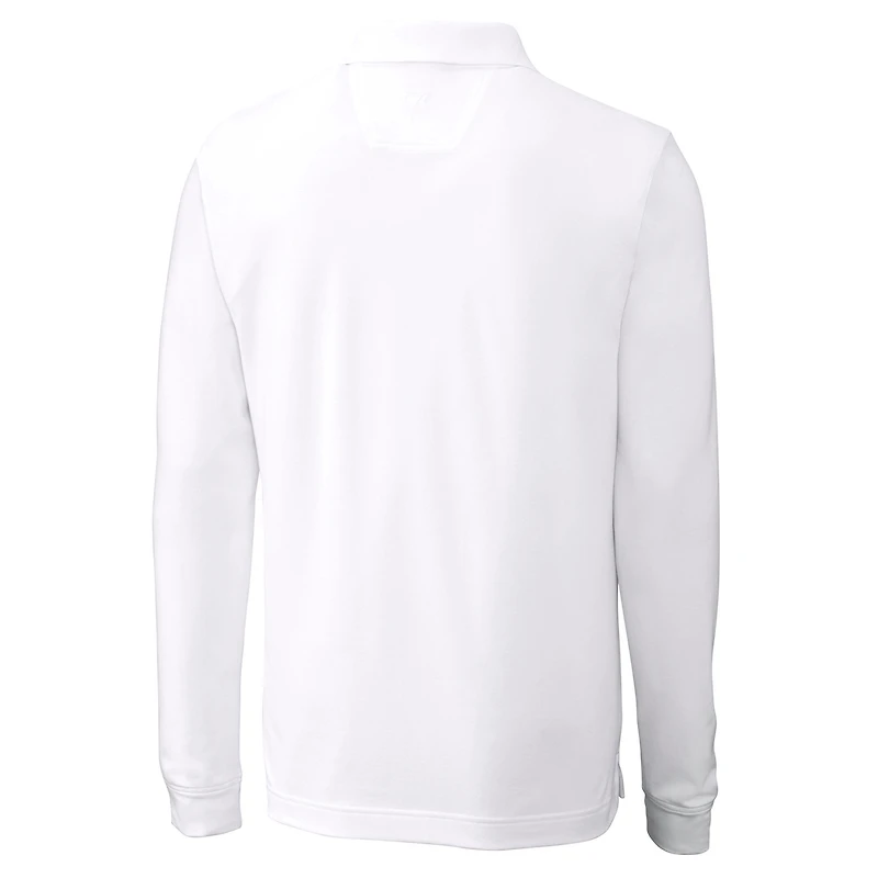 Polo à manches longues en piqué écologique DryTec Tri-Blend pour homme, blanc, Cutter & Buck, Houston Astros, grandes tailles