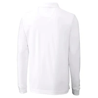 Polo à manches longues en piqué écologique DryTec Tri-Blend pour homme, blanc, Cutter & Buck, Houston Astros, grandes tailles