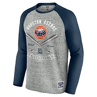 Men's Darius Rucker Collection by Fanatics  Heather Gray Houston Astros Raw Edge Raglan Long Sleeve Baseball T-Shirt