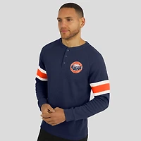 T-shirt Henley à manches longues raglan en tricot gaufré bleu marine pour homme de la collection Darius Rucker par Fanatics des Astros Houston