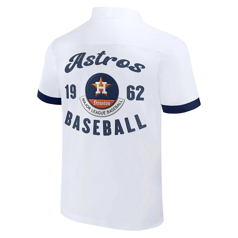 Collection Darius Rucker pour homme par Fanatics - Chemise blanche Houston Astros Bowling boutonnée