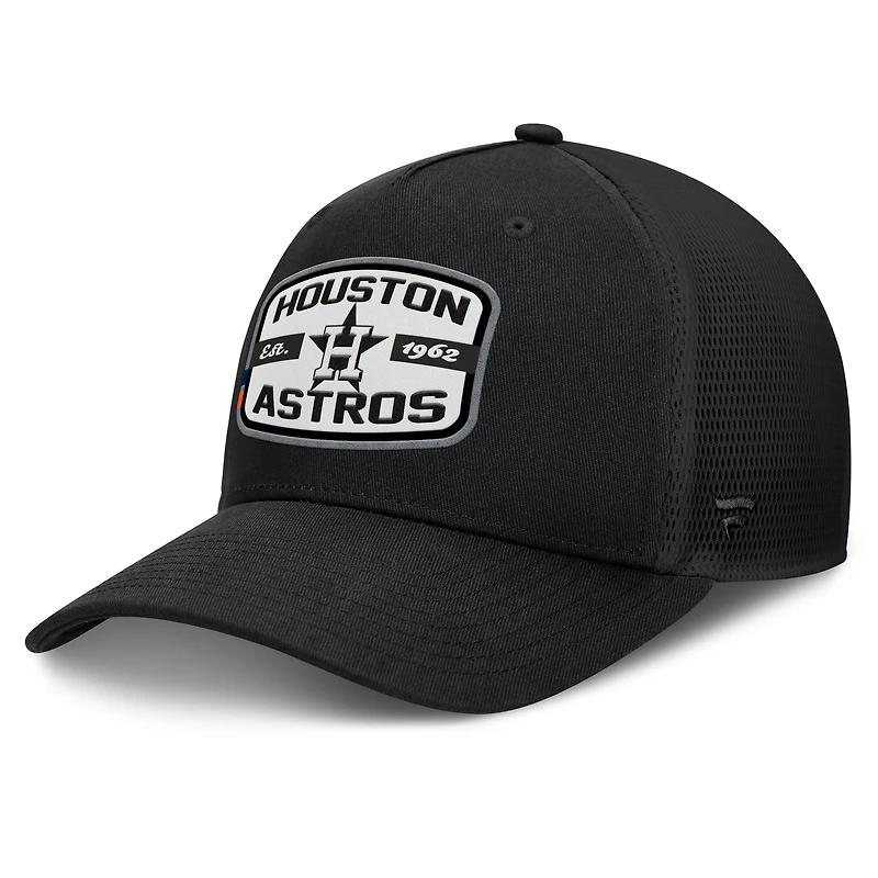 Men's Fanatics Black Houston Astros Team Patch A-Frame Trucker Snapback Hat