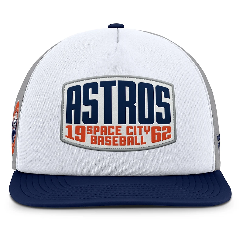 Men's Fanatics Gray/White Houston Astros Cranked Foam Front Patch Trucker Adjustable Hat