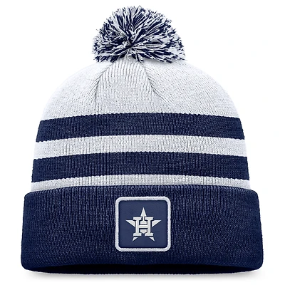 Bonnet en tricot à revers Fanatics gris Houston Astros pour hommes avec pompon