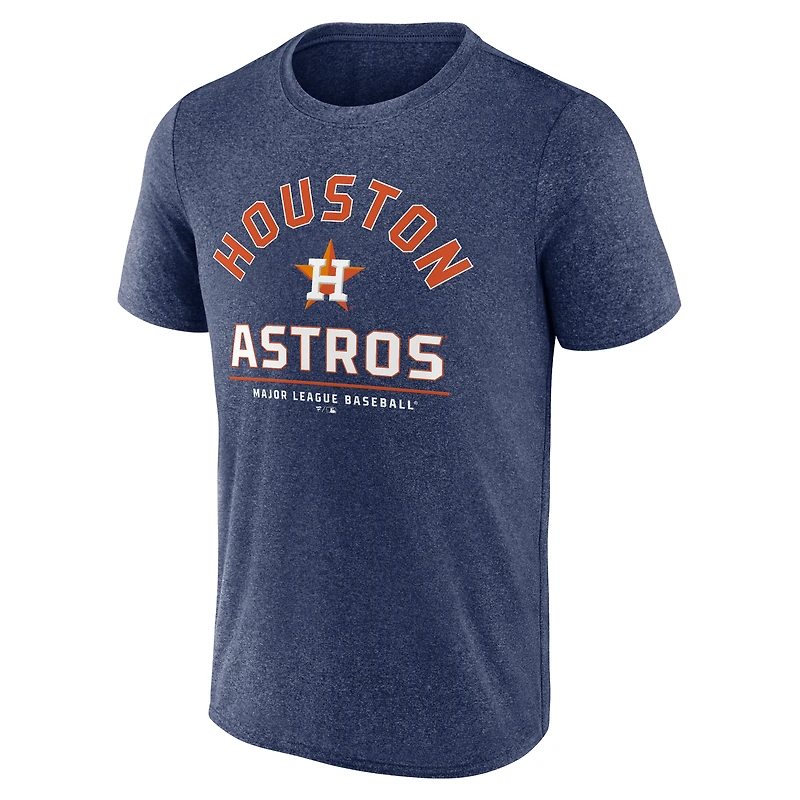 T-shirt Fanatics Heather Navy pour homme avec logo avant et centre des Astros de Houston