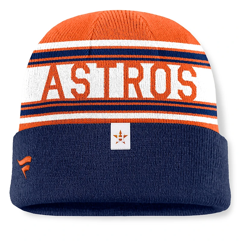 Bonnet en tricot à revers à rayures fondamentales pour hommes des Astros de Houston de la marque Fanatics bleu marine