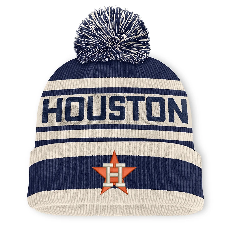 Men's Fanatics Navy Houston Astros Tape Measure Cuffed Knit Hat with Pom