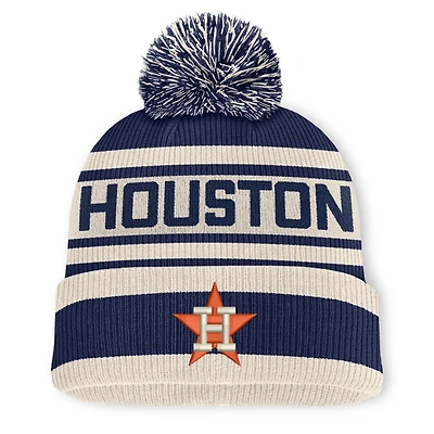 Bonnet à revers en maille avec pompon, bleu marine, Houston Astros, de la marque Fanatics.