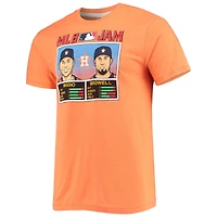 T-shirt à trois mélanges hommage Craig Biggio et Jeff Bagwell pour hommes, orange chiné, Houston Astros MLB Jam Player