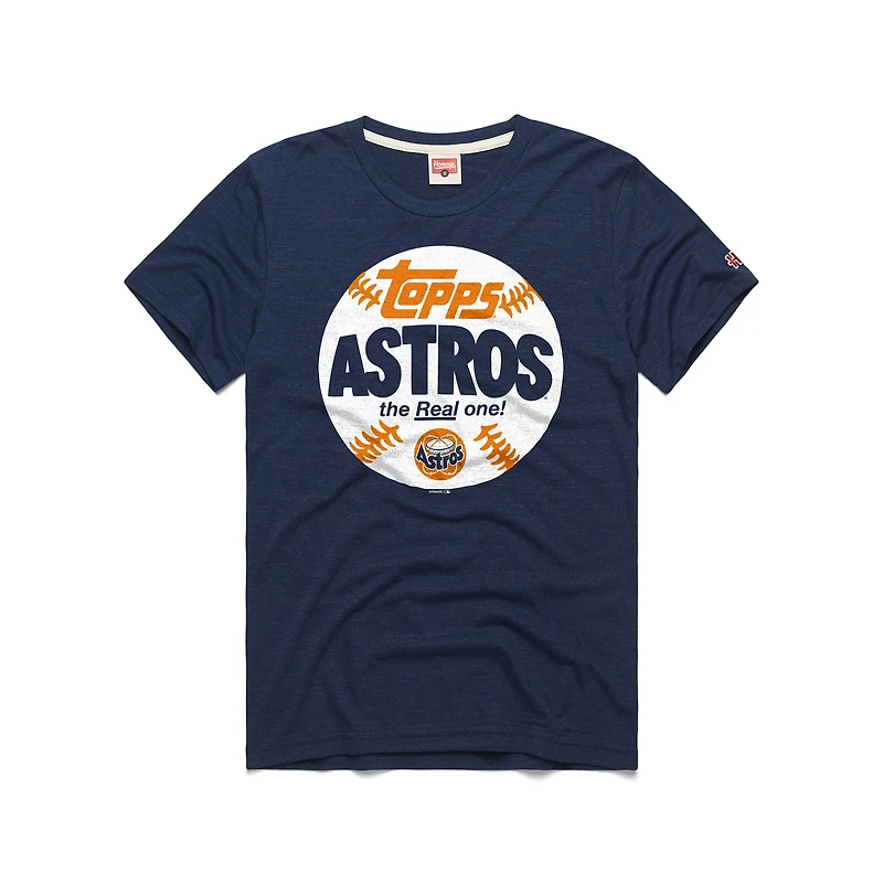 T-shirt homme Homage Navy Houston Astros MLB x Topps Baseball The Real One en mélange de trois matières