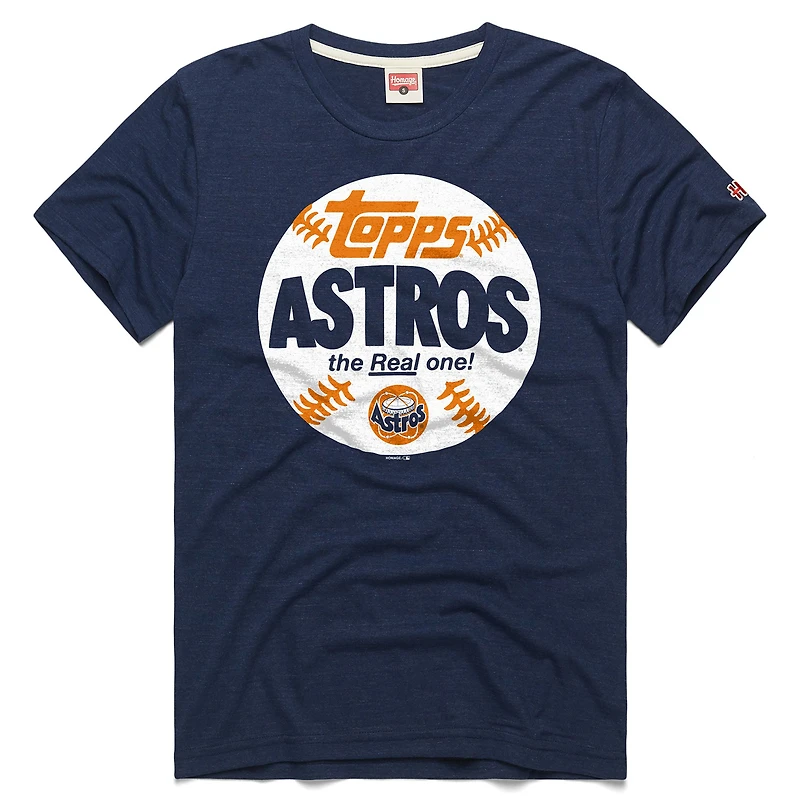 T-shirt homme Homage Navy Houston Astros MLB x Topps Baseball The Real One en mélange de trois matières