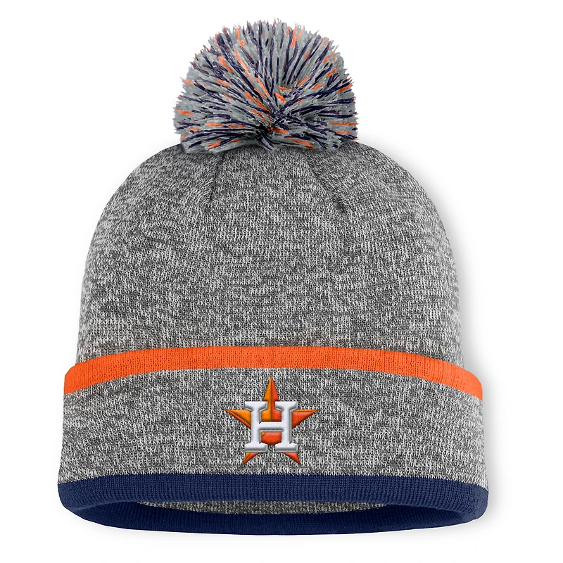Men's Houston Astros Fanatics Heather Gray Backstop Cuffed Knit Hat with Pom