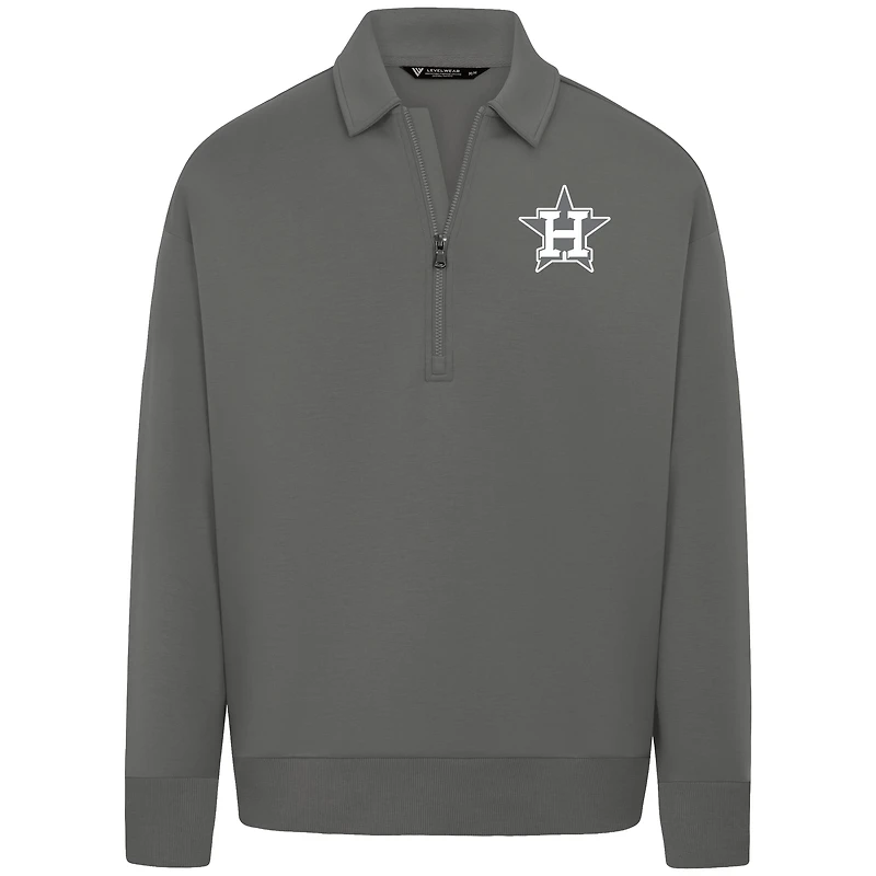 Men's Levelwear Gray Houston Astros Luxe Signature Quarter-Zip Pullover