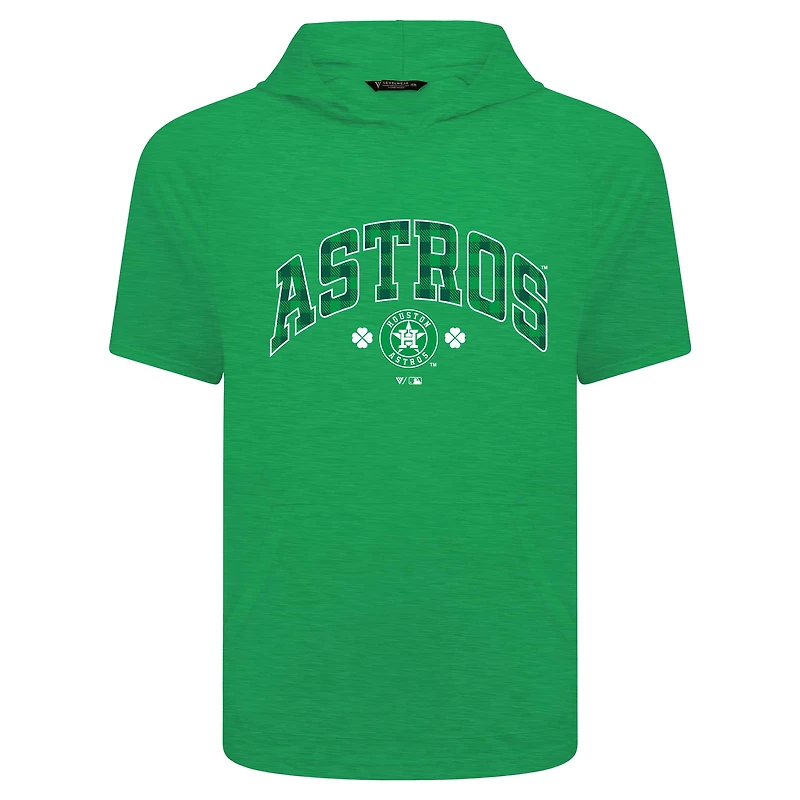 Men's Levelwear Green Houston Astros St. Patrick's Day Phase Plaid Short Sleeve T-Shirt Hoodie