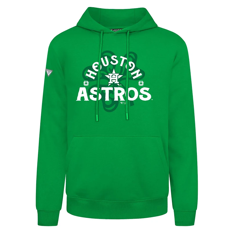 Men's Levelwear Houston Astros St. Patrick's Day Podium Shamrock Pullover Hoodie