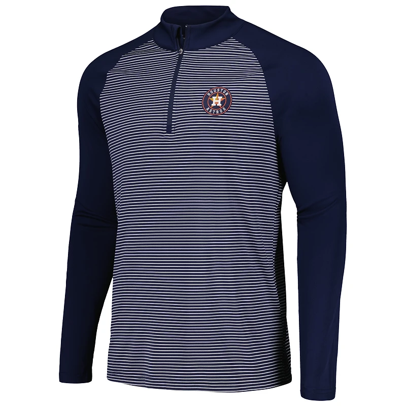 Men's Levelwear Navy Houston Astros Charter Striped Raglan Quarter-Zip Top