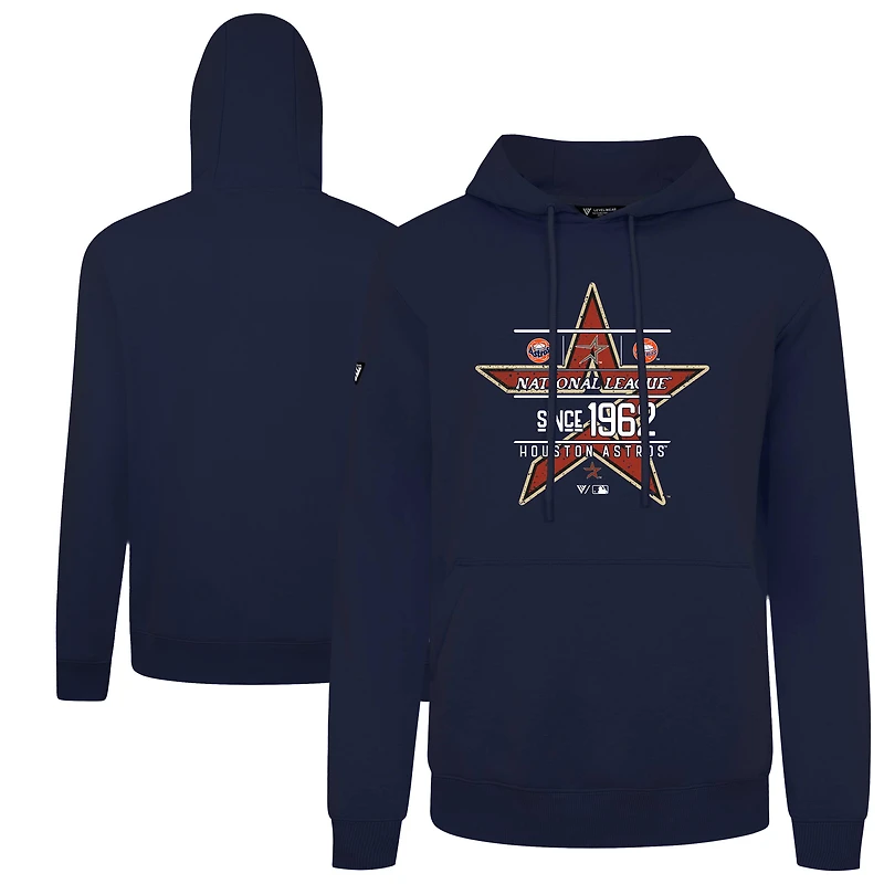Men's Levelwear Navy Houston Astros Cooperstown Collection Distressed Podium Acumen Pullover Hoodie