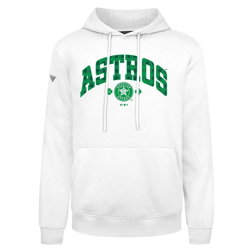 Men's Levelwear  White Houston Astros St. Patrick's Day Podium Plaid Pullover Hoodie