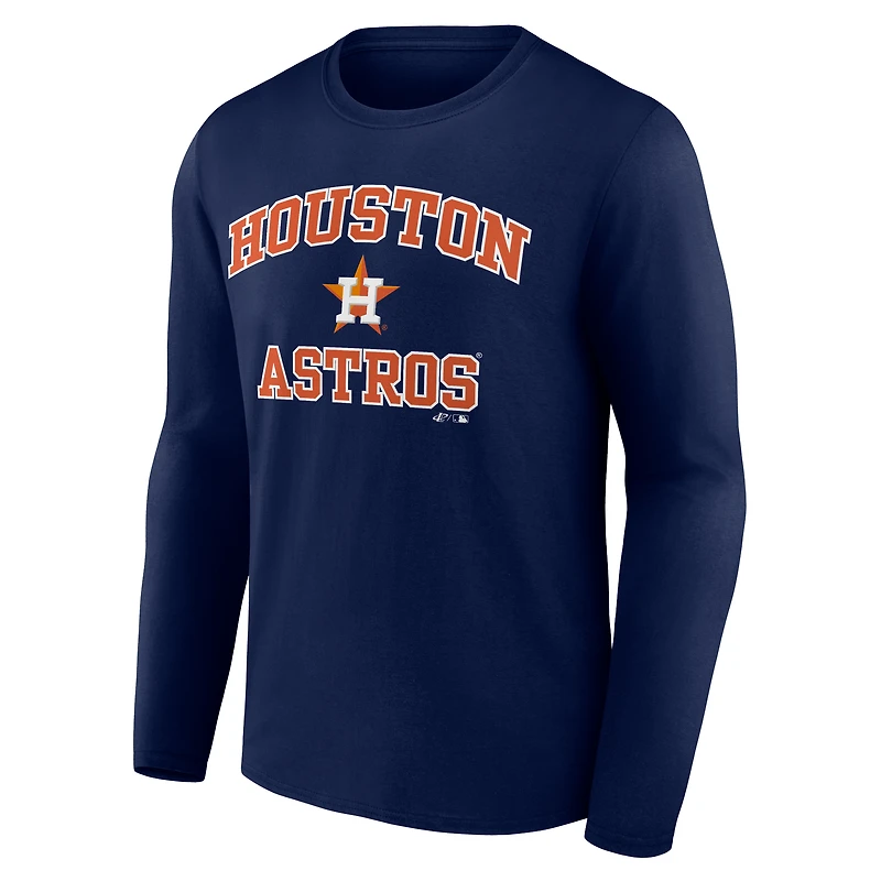 Men's Logo Athletic Navy Houston Astros Heart & Soul Long Sleeve T-Shirt