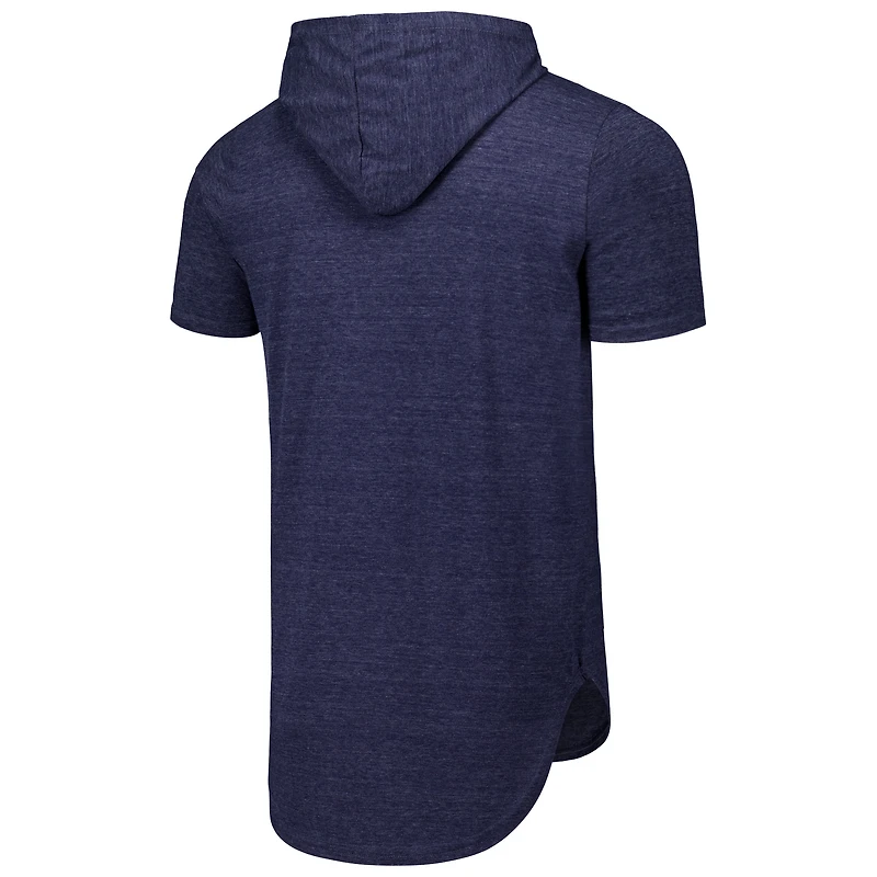 T-shirt à capuche en trois mélanges Majestic Threads pour hommes, bleu marine, Houston Astros