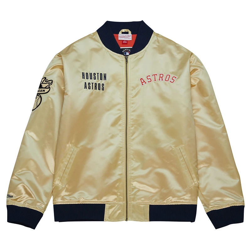 Veste légère en satin entièrement zippée Mitchell & Ness Gold Houston Astros OG 2.0 pour hommes