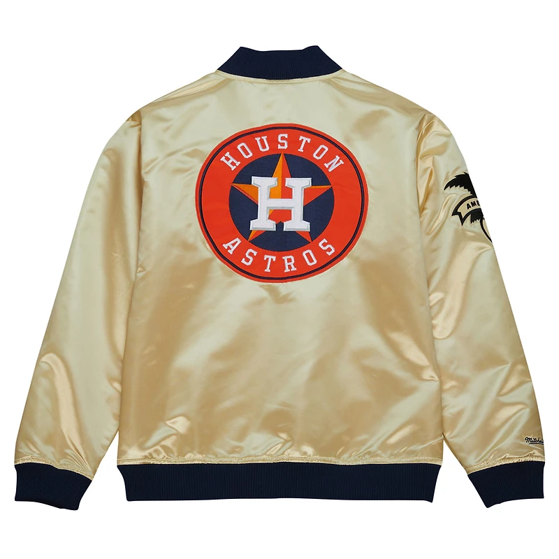 Veste légère en satin entièrement zippée Mitchell & Ness Gold Houston Astros OG 2.0 pour hommes
