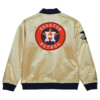 Veste légère en satin entièrement zippée Mitchell & Ness Gold Houston Astros OG 2.0 pour hommes