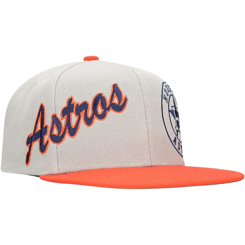 Casquette Snapback à panneau Knock Out des Astros de Houston gris/orange Mitchell & Ness pour hommes