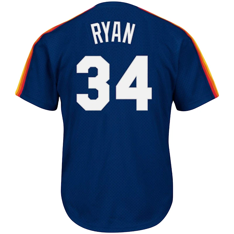 Men's Mitchell & Ness Nolan Ryan Navy Houston Astros Cooperstown Collection Big Tall Mesh Batting Practice Jersey
