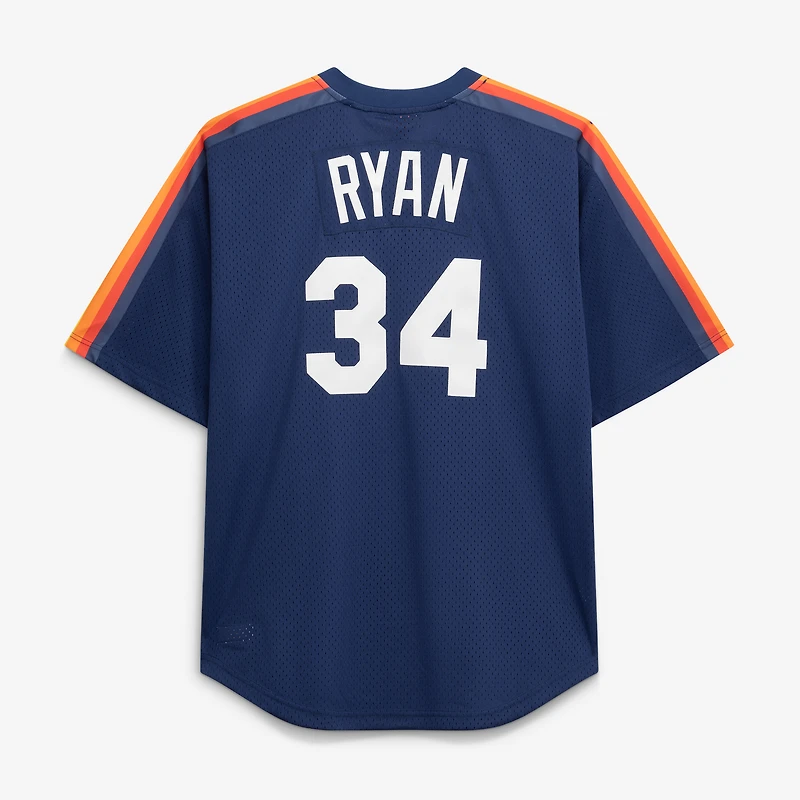 Men's Mitchell & Ness Nolan Ryan Navy Houston Astros Cooperstown Collection Big Tall Mesh Batting Practice Jersey