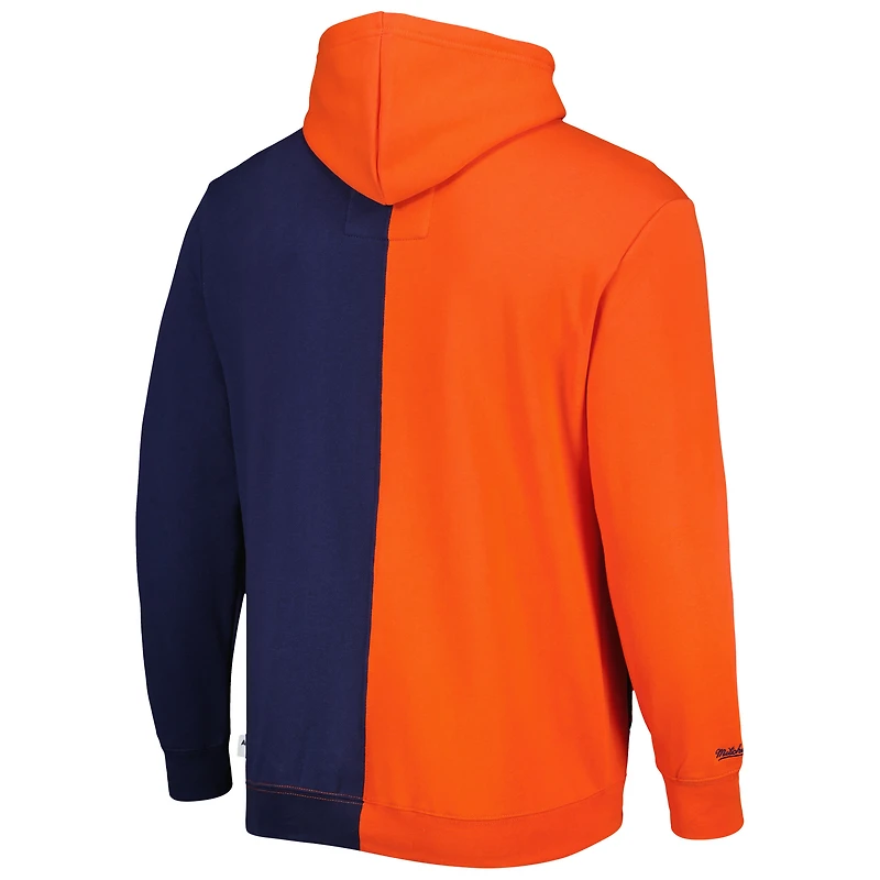 Sweat à capuche entièrement zippé en polaire Houston Astros Mitchell & Ness pour homme, orange/bleu marine