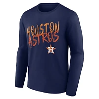 Men's Navy Houston Astros  Hustle Personalized Name & Number Long Sleeve T-Shirt