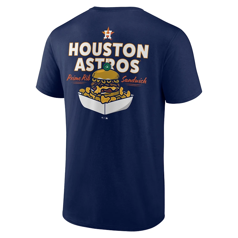 Men's  Navy Houston Astros Prime Rib Sandwich T-Shirt