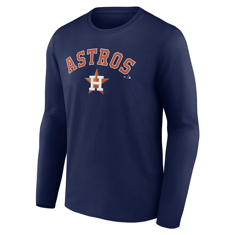 Men's  Navy Houston Astros Team Lockup Long Sleeve T-Shirt