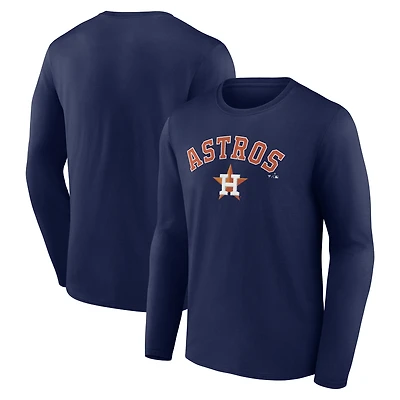 Men's  Navy Houston Astros Team Lockup Long Sleeve T-Shirt