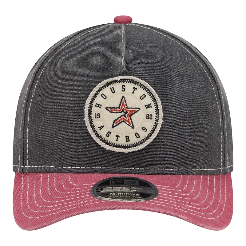 Casquette ajustable New Era noire et rouge Houston Astros en feutre M-Crown 9FORTY pour homme