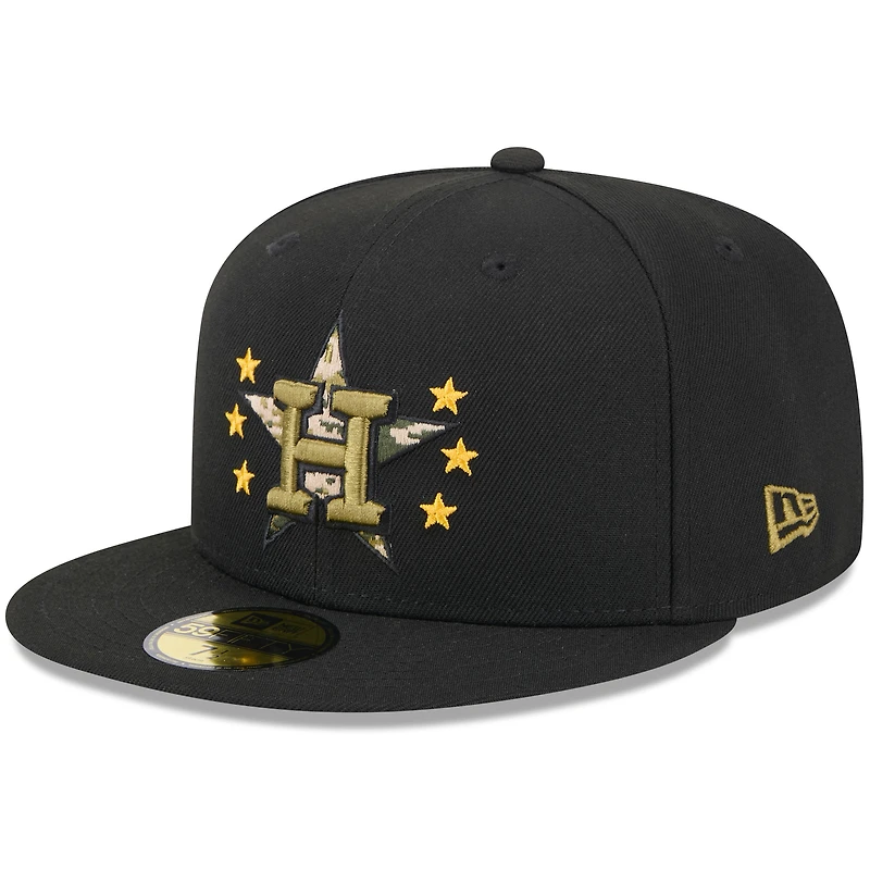 Casquette ajustée 59FIFTY pour la Journée des forces armées 2024 sur le terrain Astros de Houston New Era noire hommes