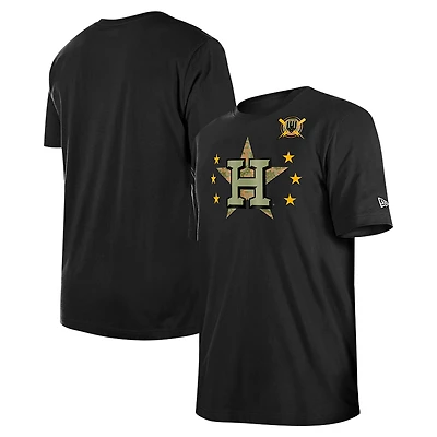 T-shirt noir New Era pour hommes des Houston Astros 2024 de la Journée forces armées